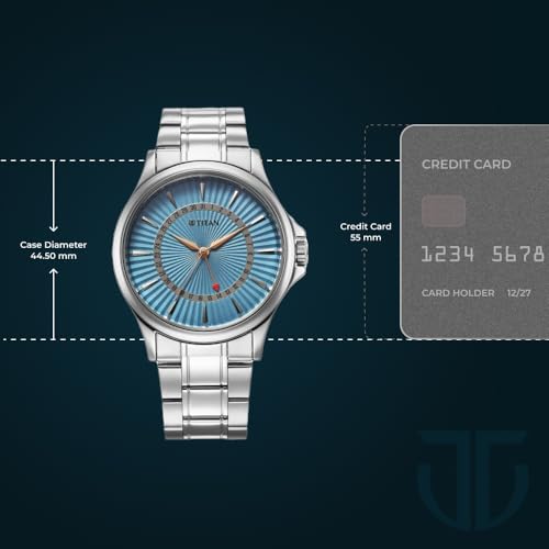Image of Titan Karishma Quartz Analog with Date Blue Dial Stainless Steel Strap Watch for Men