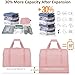 Expandable Travel Duffle Bag, Waterproof Weekender Overnight Bags for Women Men Hospital Bag for Women Labor Delivery Carry on Bag with Toiletry Bag for Travel Gym Airplanes(Pink, Large)