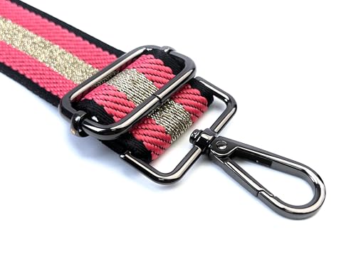 Image of Purse Strap Replacement for Crossbody Bags & Handbags | Premium Webbing with Gunmetal Black Hardware Clip-On Installation Adjustable Length Comfortable Wide Guitar Style Strap