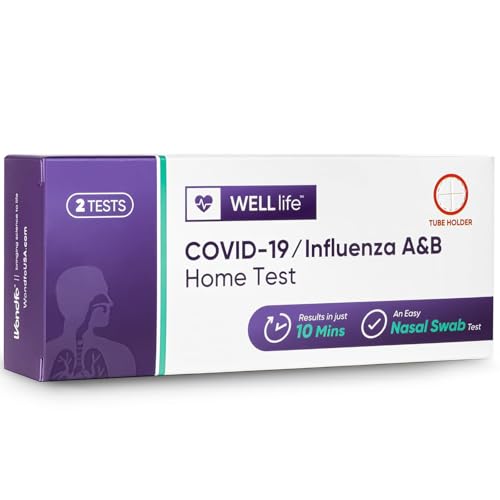 WELLlife Covid-19/Influenza A&B Home Test, Covid Tests for Home Covid Flu Combo Testing Kit FDA Authorized Non-invasive Swab Test, 2 Tests