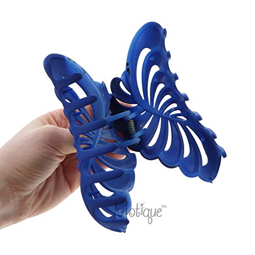 5 Inch Large Jaw Clip Hair Claw With Leaf Design - Pearlized Blue #TOP2