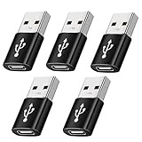 USB C Female to USB Male Adapter 5-Pack, Type C to USB A Charger Cable Converter, Compatible with Apple Watch iPhone 16 15 14 13 12 Pro Max, AirPods Ultra 8 9 Samsung Galaxy S23 S24