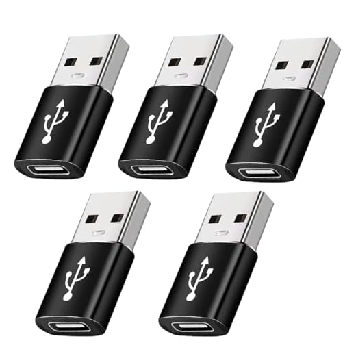 USB C Female to USB Male Adapter 5-Pack, Type C to USB A Charger Cable Converter, Compatible with Apple Watch iPhone 16 15 14 13 12 Pro Max, AirPods Ultra 8 9 Samsung Galaxy S23 S24