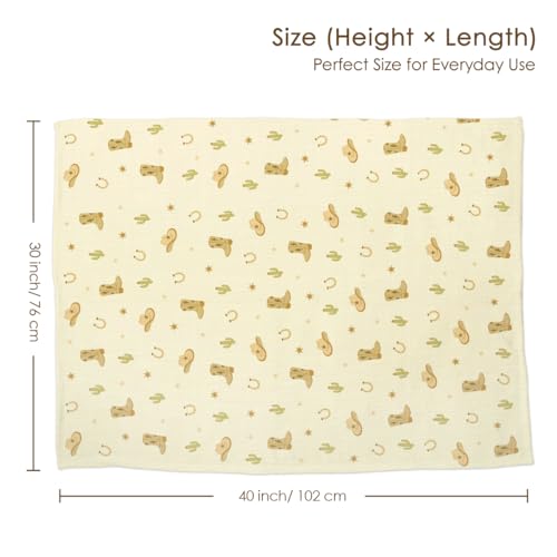 Image of SANDJEST Cowboy Minky Muslin & Dotted Blanket 30x40 in Gift for Holiday, Gender Reveal Party, Hospital Visit, Baptism