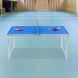 Tragbar Tischtennisplatte Klappbar Tischtennistisch, Tischtennisplatten mit Tischtennisnetz, 2 Tischtennisschläger und 3 Tischtennisbälle, für Outdoor & Indoor, 152 x 67 x 70 cm