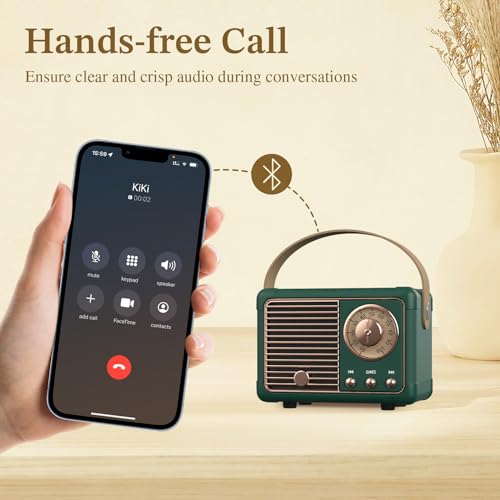 Image of PRUNUS Bluetooth Speaker, Mini Wireless Bluetooth Speaker,Cute Support USB /TF Card /AUX for Kitchen Desk Bedroom Office Party Outdoor(Green)