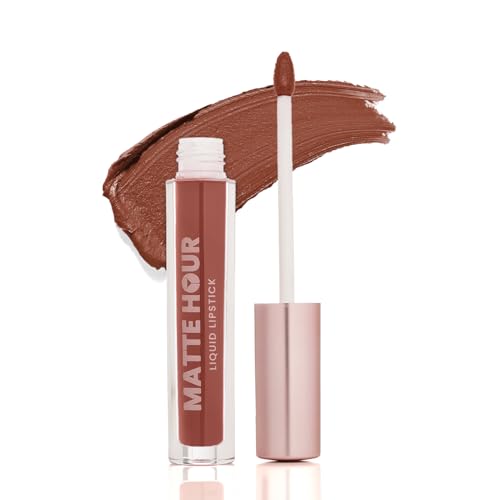 Image of Swiss Beauty Matte Hour Liquid Lipstick | Non-Transfer Formula | Highly Pigmented | Up To 10-Hour Wear | Waterproof & Smudge-Proof | Enriched with Vitamin | Shade-9. Cinnamon Sour, 4.2ml