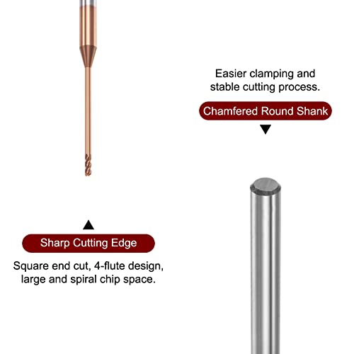 Image of HARFINGTON Square Nose End Mill 4mm Shank 1.5mm x 25mm AlTiSin Coated Solid Carbide Long Reach Extended Neck 4 Flutes CNC Router Bit Milling Cutter for Stainless Steel Hardened Steel