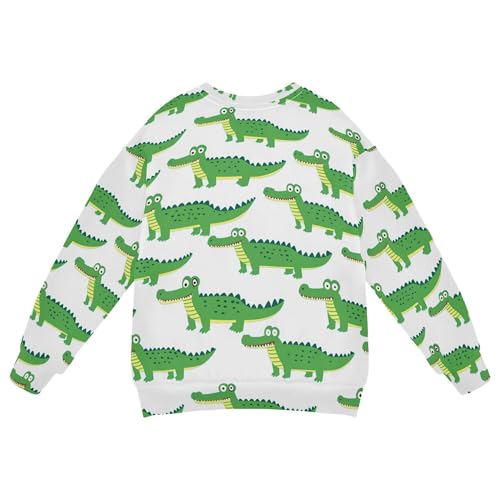 JUNZAN Green Crocodiles White Kids Boys Sweatshirts Hoodies Crewneck Kids Hoodies Boys Camping 4T2
