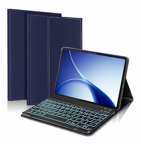 Image of ProElite Keyboard case for Oppo Pad 5 12.1 inch, Magnetic Detachable Wireless Bluetooth Keyboard for Oppo Pad 5 12.1 inch Built-in 7-Colors Backlit, Dark Blue