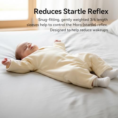 Image of Baby Transition Sleep Sack 9-12 Months 100% Cotton Warm Thick Transition Swaddles for Newborns Infant Long Sleeve Sleep Sack with Feet Baby Wearable Blanket 2-Way Zipper Easy Diaper Changes