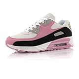 Fusskleidung® Damen Herren Sportschuhe Dämpfung Sneaker leichte Laufschuhe Schwarz Rosa Weiß EU 39