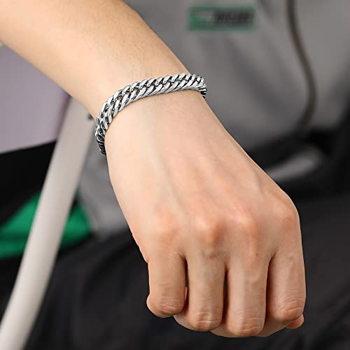 Stainless Steel Curb Chain Bracelet For Men 8Mm 19Cm Rapper Wrist Chain Bracelet #TOP6