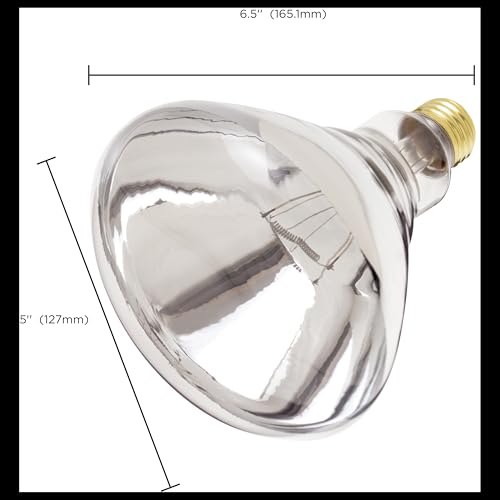 Satco S4999 250W R40 Incandescent Heat Lamp, Dimmable, 2700K Warm White, Clear Heat, Medium Base, 120V, Universal Operating Position, 6000 Rated Hours (5 Pack) - Thumbnail 6