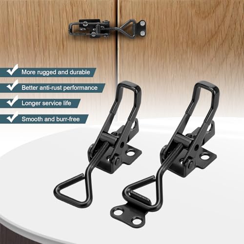Kigniote 6 Stück Spannverschluss Edelstahl GH-4001 Kistenverschluss Schnappverschluss Hebelverschluss Bordwandverschluss Verschlusshaken Spannverschluss Metall für Kisten Schrank (Schwarz)