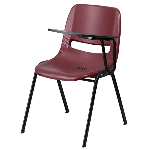 Flash Furniture HERCULES 5 Pack Burgundy Ergonomic Shell Chair with Left Handed Flip-Up Tablet Arm - Thumbnail 3