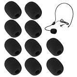 wilcractk Esponja Microfono, 10 Piezas Espuma Microfono Negra 30x22x8mm, Funda Antiviento de Alta Densidad para Auriculares, Micrófonos de Diadema y Amplificadores Portátiles
