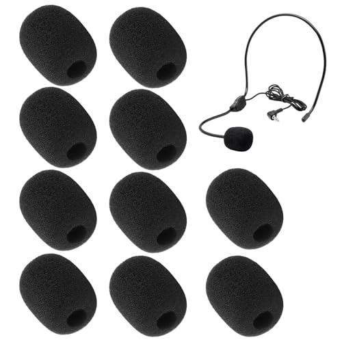 wilcractk Bonnette Micro, Lot de 10 Mousses Micro Noires 30x22x8mm, Mousse Micro Casque Haute Densité Antivent et Anti-Bruit, Bonnette Microphone Professionnelle pour Casque, Amplificateur