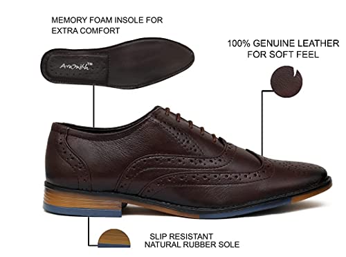 Image of ARAMISH Men Genuine Leather Formal Brogue Shoe