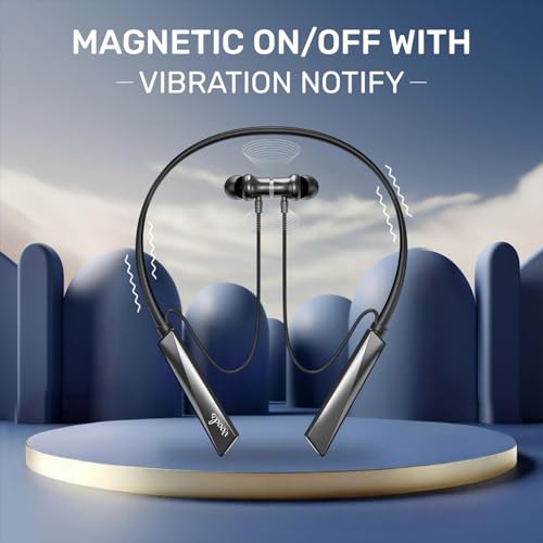 Image of Voods Ultra Plus Voice Changer Neckband with 5 Voice Modes, 130 Hrs Battery, Magnetic On /Off Buds, Call Vibration Alert, Dual-Device Pairing, HD Mic & AI-ENC Clear Calls, Fast Charging & IPX6 (Black)