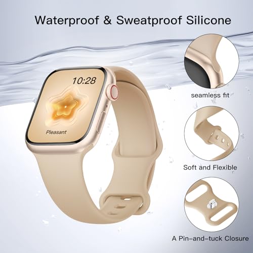Image of Sport Silicone Band Compatible with Apple Watch Bands 40mm 38mm 41mm 44mm 45mm 42mm 49mm Women Men,Soft Wristband Waterproof Replacement Sport Strap for iWatch Bands Series 9 8 7 6 5 4 3 2 1 SE Ultra