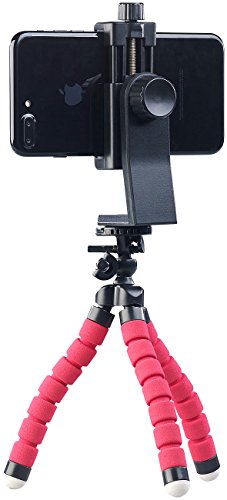 PEARL Smartphone Stativ: Ultraflexibles Dreibein-Kamerastativ mit Smartphone Halterung (Handy Stativ flexibel, Handy Dreibein, Beamer St&auml;nder)