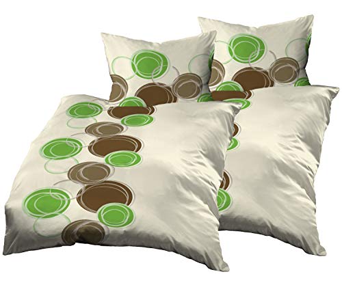Gerald Wittmann Microfibre Seersucker Bed Linen 4-Piece Set 2x 140 x 200 cm and 2x 70 x 90 cm Brown / Green / Cream / Beige