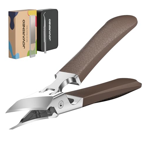 Eagle Beak Slanted Nail Clippers for Thick & Ingrown Toenails Wide Jaw Opening Anti-Splash Angled Toenail Cutter with Curved Blade Cuticle Clippers for Seniors 3-Piece Set with Case