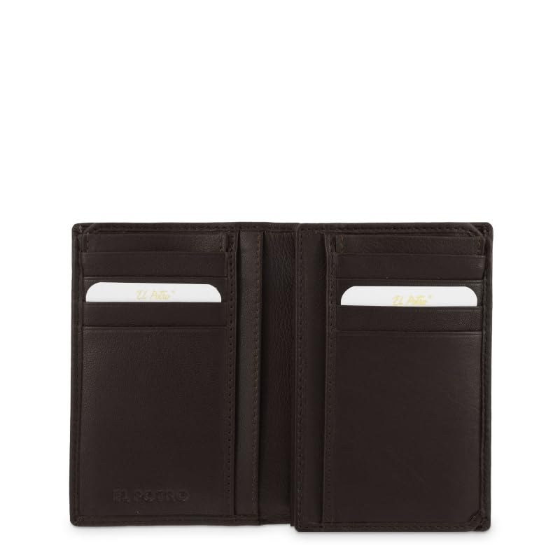 Genérico EL Potro Cartera Hombre de Piel Vacuno, Colección Roma, con Tarjeteros, 12 x 9 x 2 cm (Marron)