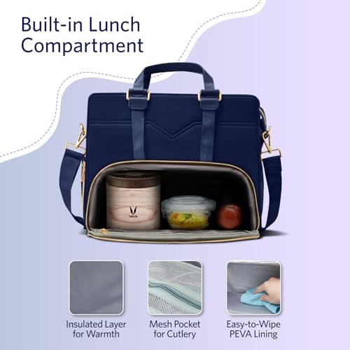 Image of VAYA Zaelia Office Tote Bag for Women with Insulated Lunch Storage, Laptop Work Bag with Removable Shoulder Strap, Stylish Travel & Office Tote