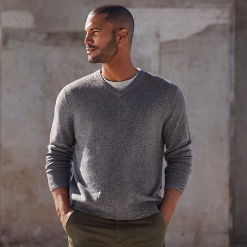 Image of Lands' End Men's Fine Gauge Cashmere V-Neck Sweater