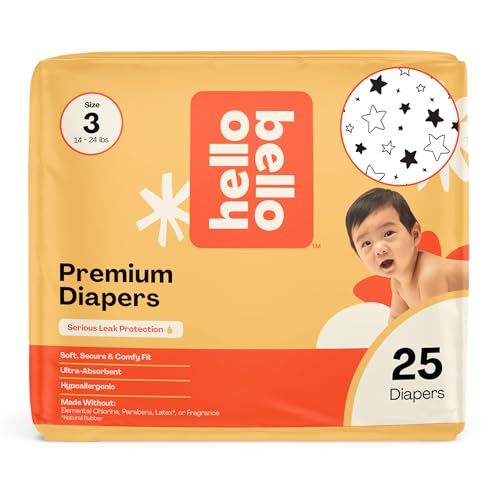 Image of Hello Bello Diapers, Size 3 (14-24 lbs) Superstars, 25 Count of Premium Disposable Baby Diapers, Hypoallergenic with Soft, Cloth-Like Feel