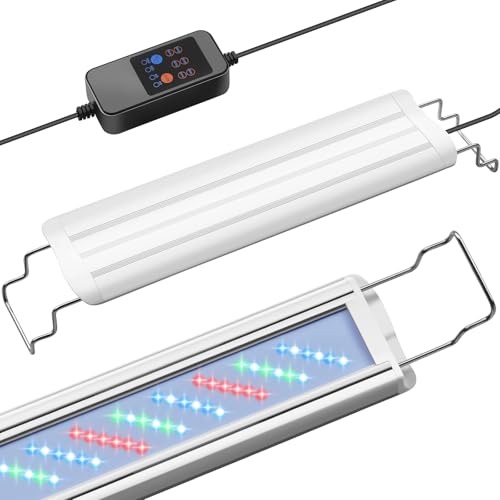 PYPABL Éclairage Aquarium avec Cycle Auto 24/7, Rampe LED Aquarium à Spectre Complet avec Minuterie, Réglage Luminosité 10 Niveaux, Supports Extensibles...