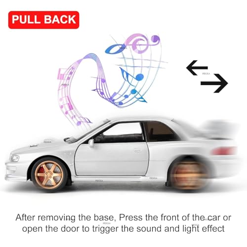 Image of FEXXA 1 /32 Compatible for Subaru Impreza WRX STI Model Car, Pull Back Diecast Collectible Car Toy with Sounds & Lights for Kids Boys Girls and Adults, Gift (Silver)