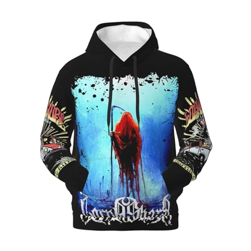 Lorna Music Shore Men's Casual Fleece Hoodie Pullover Hooded Long Sleeve Sweatshirt with Pockets