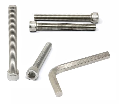Image of iexcell 4 Pcs M12 x 100mm Thread Pitch 1.75 mm Stainless Steel 304 Hex Socket Head Cap Screws Bolts Kit