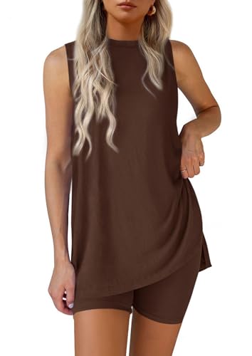 Image of PRETTYGARDEN 2 Piece Sets for Women 2026 Summer Matching Lounge Shorts Set Resort Airport Travel Loungewear Outfits Clothing