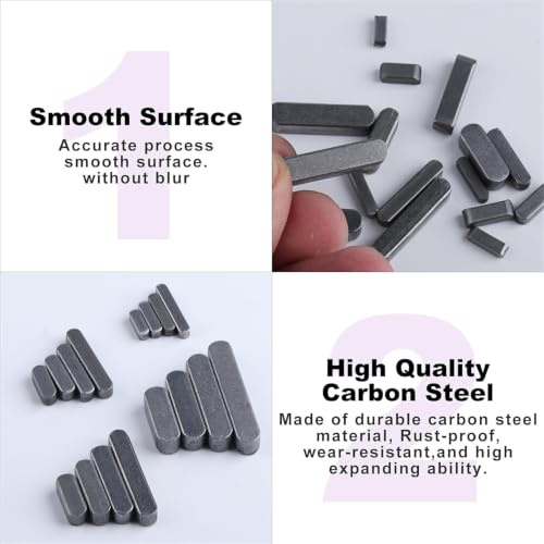 Image of 140 Pcs Round Ended Feather Key, Parallel Drive Shaft Keys Set