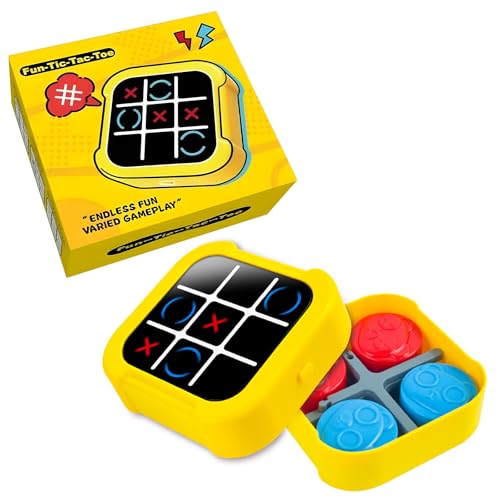 Tic Tac Toe Electronic Game 5-in-1 Portable Electronic Noughts and Crosses Game Rechargeable Travel & Sensory Toys for Kids and Adults Puzzle Games Console Family Party Toys for Age 3+