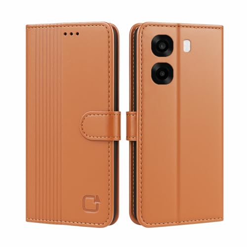 Image of AIBEX Shock Proof Flip Compatible for Oppo A6S 5G / Oppo K14X 5G / Oppo A6X 5G Flip Cover Leather Finish | Inside TPU with Card Pockets | Wallet Stand | Complete Protection Flip Case Brown
