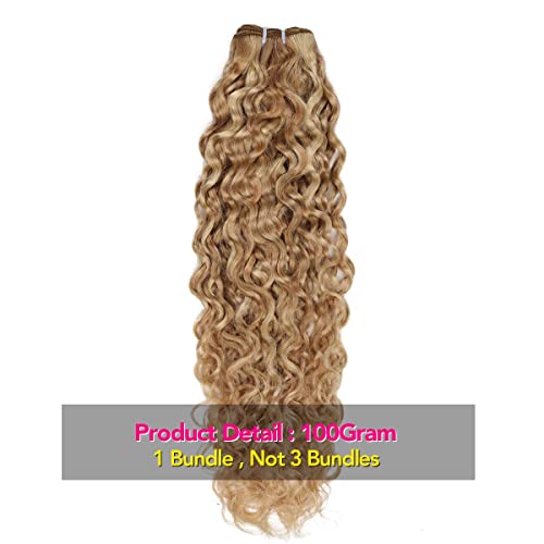 Fashion Line Brazilian P27/613 Water Wave Blonde Human Hair Extensions Unprocessed Human Hair Bundles Weft 1Pc 100G Piano Color (18") #TOP1