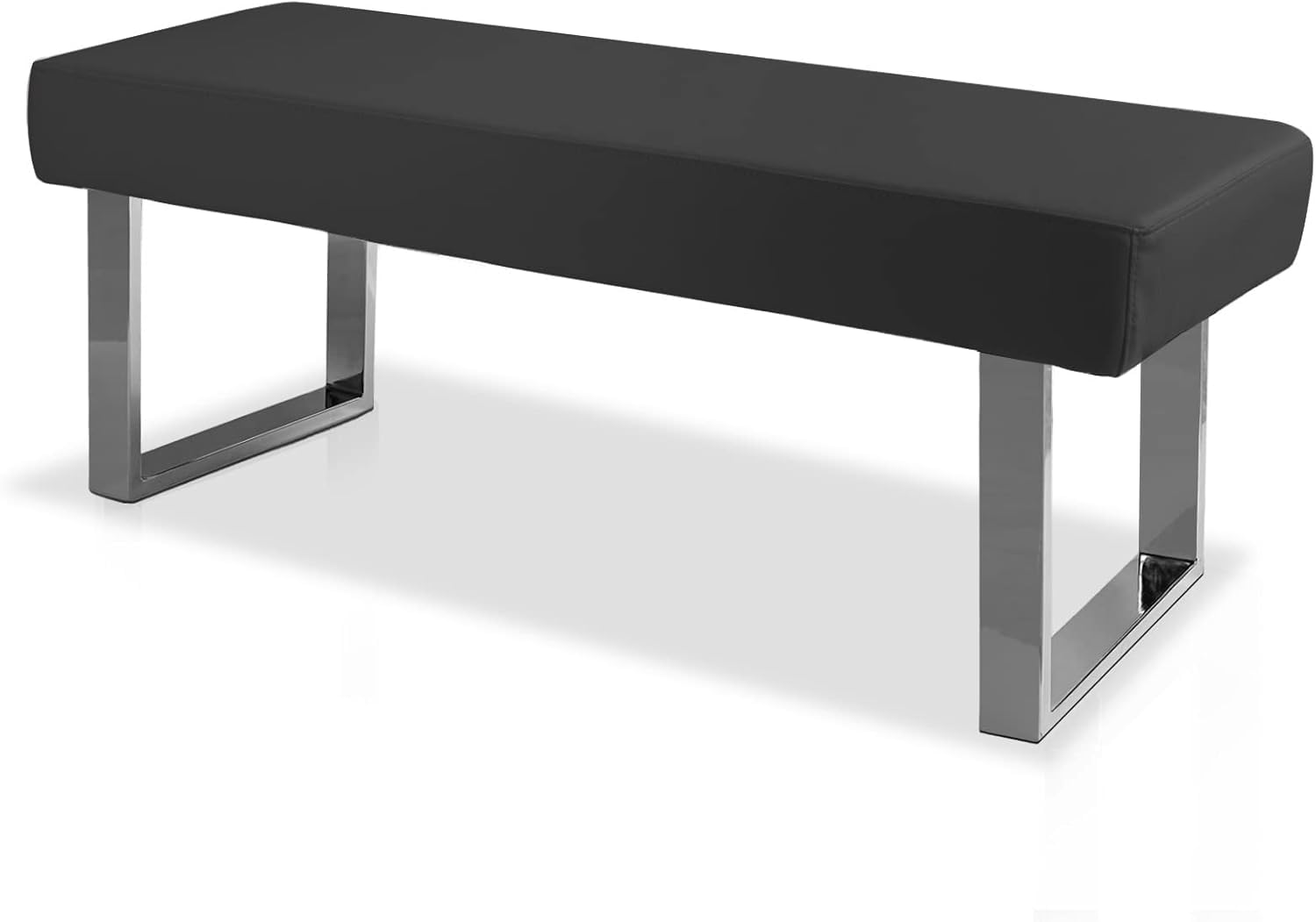 JIEXI Modern Dining Bench for 2 Adults, Shiny PU Leather Leg Bench with Padding for 4 Children, Minimalist Chair for Kitchen, Living Room and Hallway