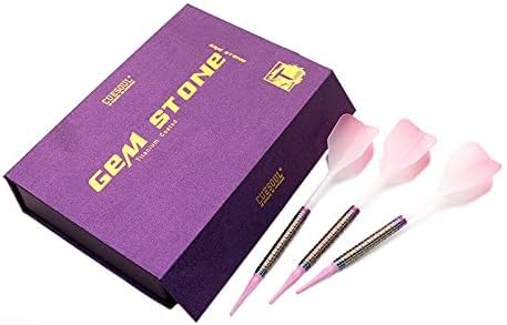 Miniatura 7 de CUESOUL GEM Stone 19g20g Dardos de punta suave 90% de tungsteno con revestimiento de titanio uniforme y vuelos ROST de color gradiente