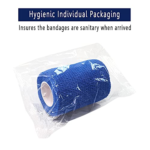 [6 Pack-3"X5Yards]Mingyue Self Adhesive Bandage Wrap,Athletic Tape,Sports Tape,Wrist And Ankle Wrap Tape,Cohesive Bandage For Vet Tape(Blue) #TOP1