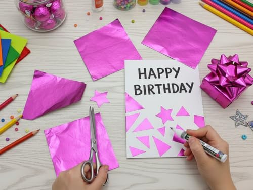 Image of Aluminum Foil Chocolate Wrappers - Candy Wrapping Sheets for DIY Chocolates, Sweets & Gifts | Food-Grade, Decorative & Easy-to-Use Foil Wraps (Pink, Pack of 2 (500 Counts))