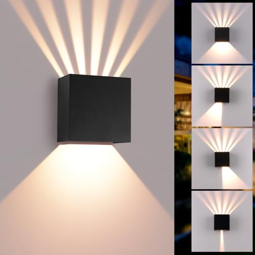 ALLOMN Applique Murale LED D'intérieur Et D'extérieur, Blanc Chaud éclairage Direct Vers le Haut Et Vers le Bas Faisceau Lumineux Réglable étanche IP65 pour Salon Chambre Escalier Jardin Balcon