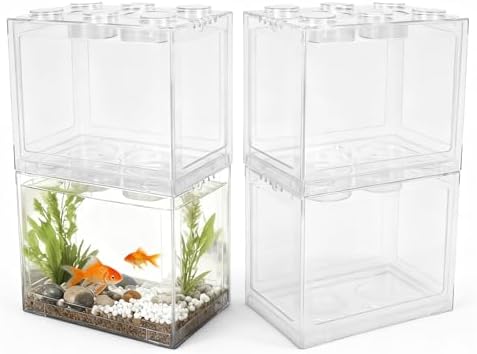 Stackable Fish Tank Amazon.com : JIABEIUS 4 PCS Small Betta Fish Tank, 0.2 Gallon Mini ...