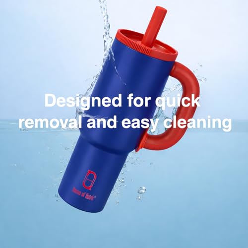 Image of House of Quirk 1200ml Stainless Steel Tumbler with Handle, Straw & Straw Cap | Leakproof Water Bottle | Large Capacity Travel Mug (Liberty Blue)