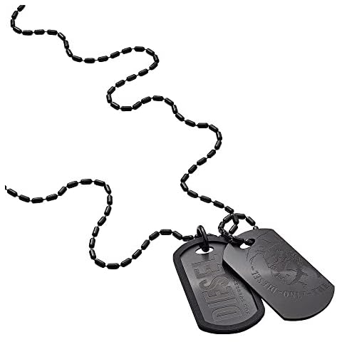 Diesel Herren-Edelstahl-Halskette mit Karabinerverschluss, Länge 60cm Cover
