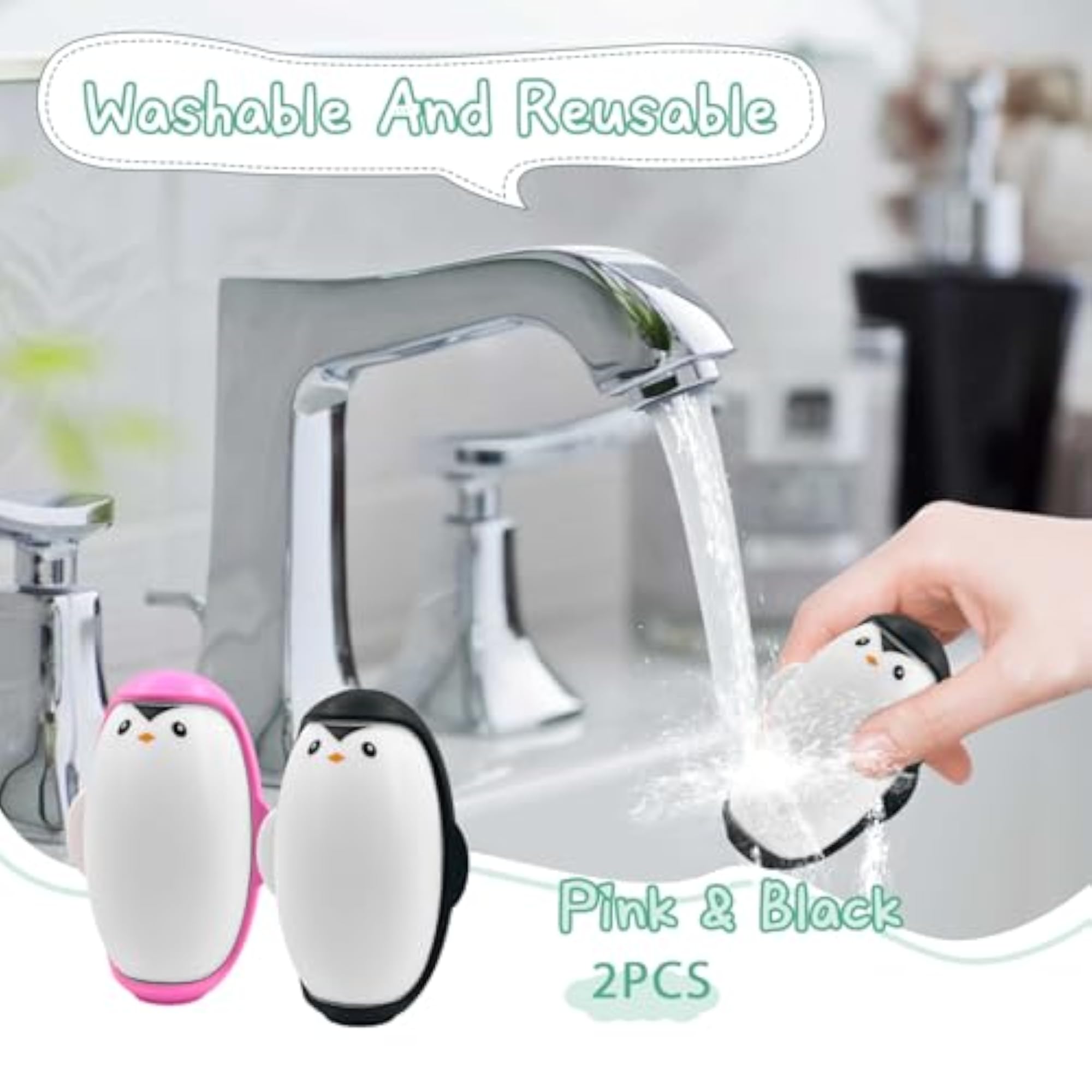 2PCS Penguin Travel Mini Lint Roller for Clothes, Extra Sticky